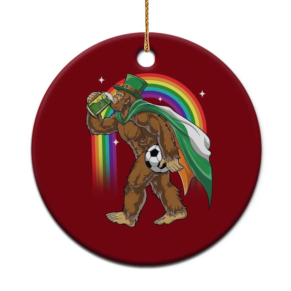 Funny Bigfoot Drinking Beer Ceramic Ornament St Patricks Day Soccer Lover