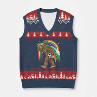 Funny Bigfoot Drinking Beer V-Neck Knit Sweater Vest St Patricks Day Soccer Lover