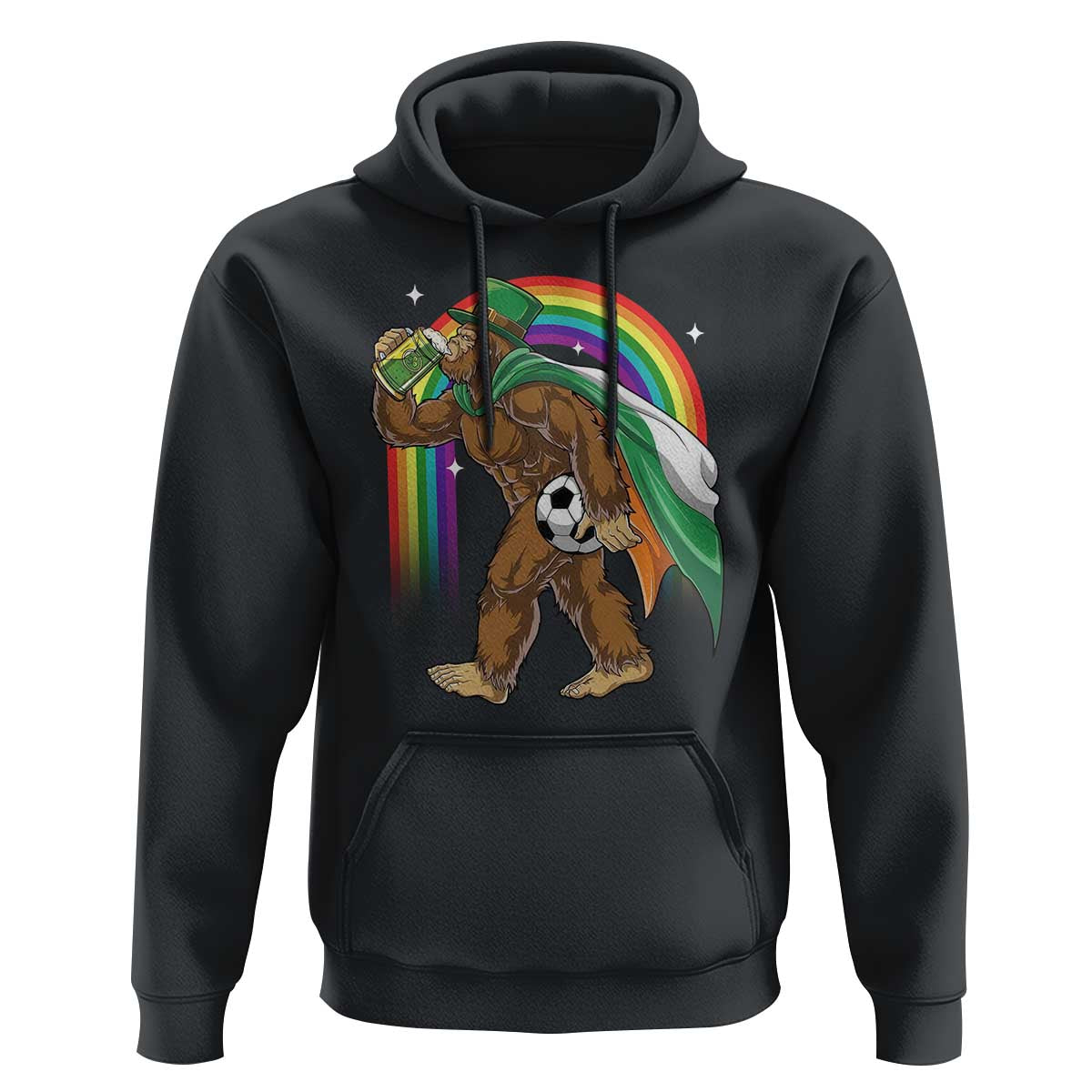 Funny Bigfoot Drinking Beer Hoodie St Patricks Day Soccer Lover
