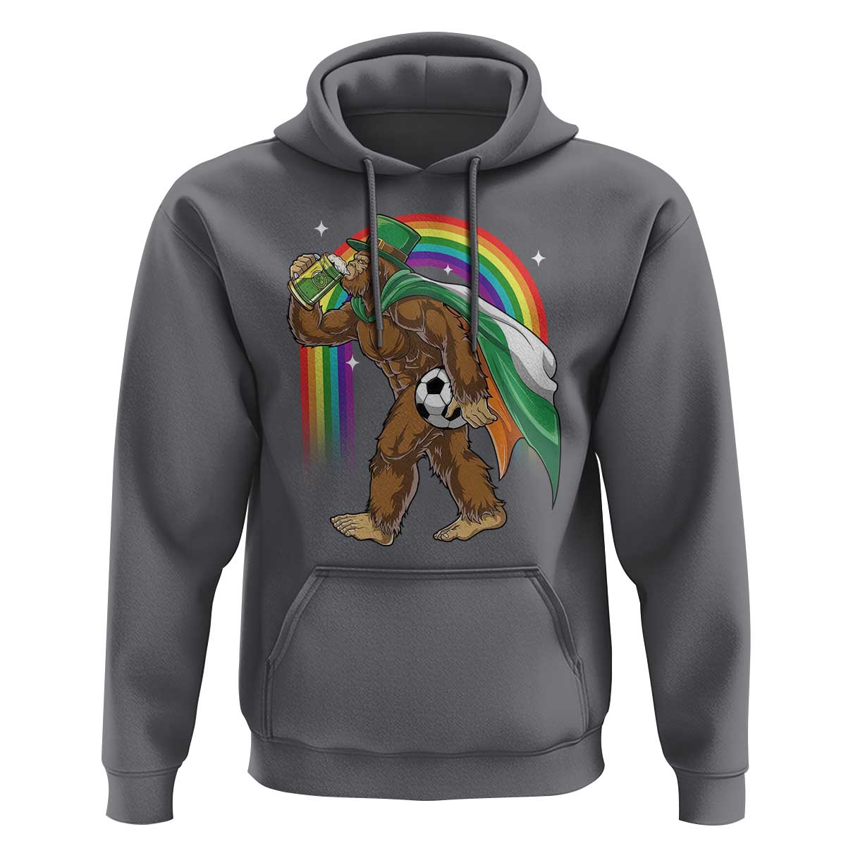Funny Bigfoot Drinking Beer Hoodie St Patricks Day Soccer Lover