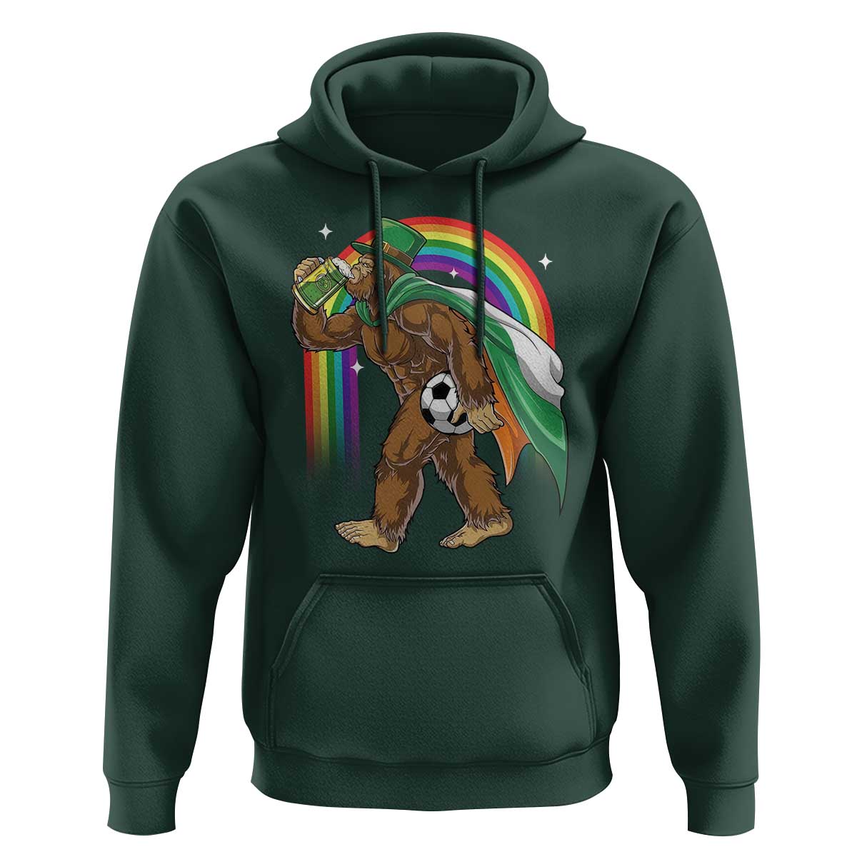 Funny Bigfoot Drinking Beer Hoodie St Patricks Day Soccer Lover