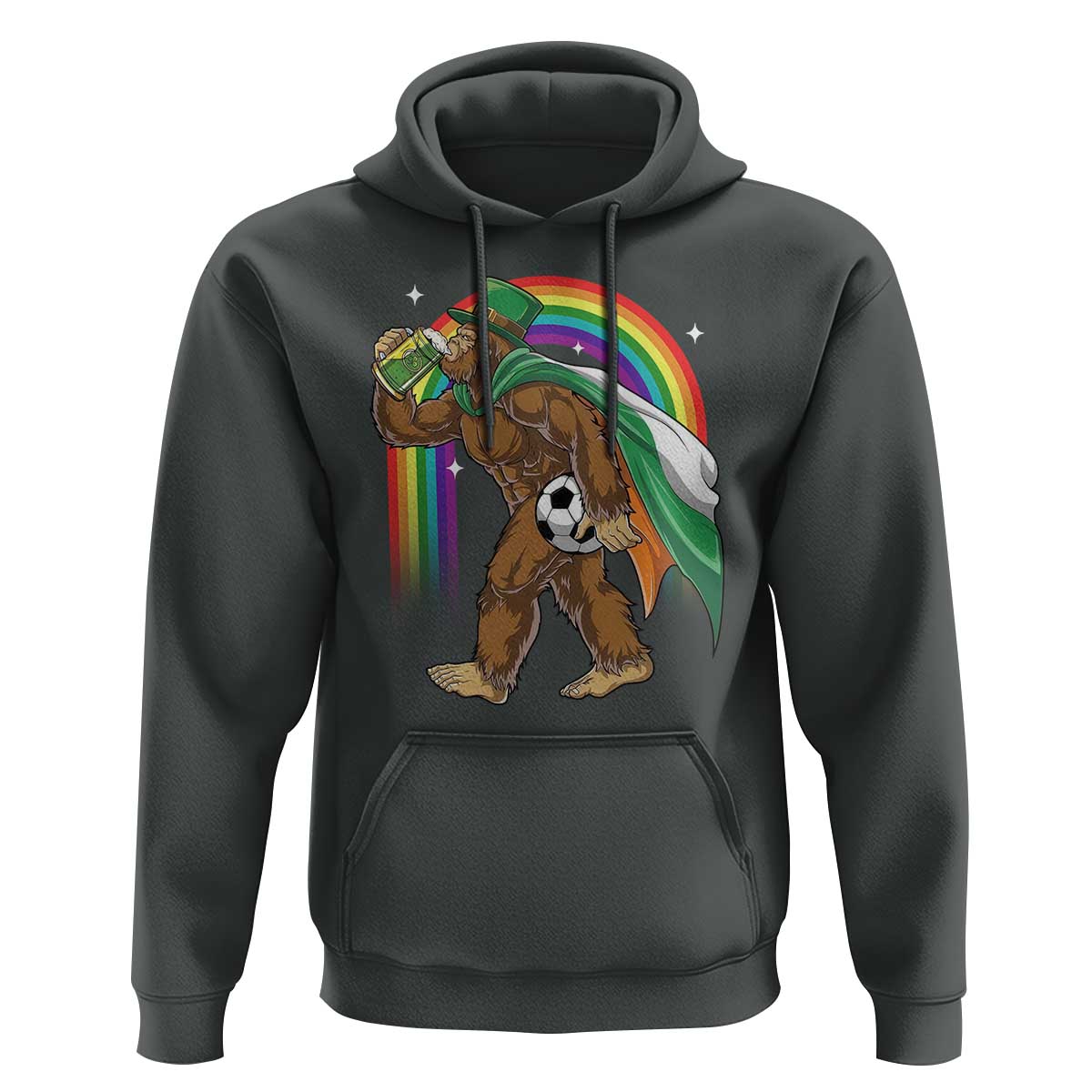 Funny Bigfoot Drinking Beer Hoodie St Patricks Day Soccer Lover