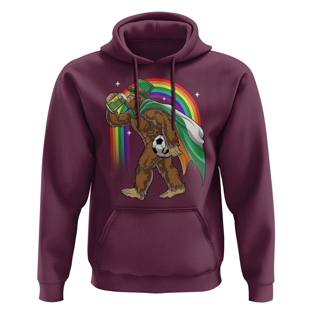 Funny Bigfoot Drinking Beer Hoodie St Patricks Day Soccer Lover