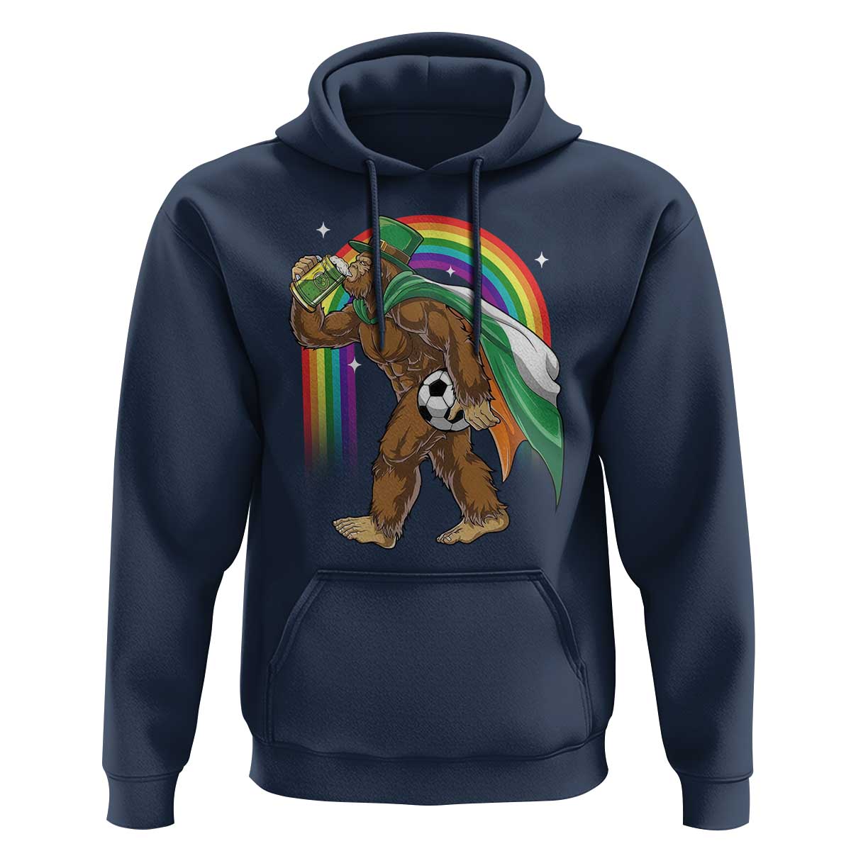 Funny Bigfoot Drinking Beer Hoodie St Patricks Day Soccer Lover