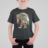 Funny Bigfoot Drinking Beer T Shirt For Kid St Patricks Day Soccer Lover