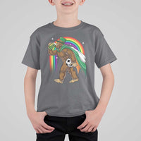 Funny Bigfoot Drinking Beer T Shirt For Kid St Patricks Day Soccer Lover