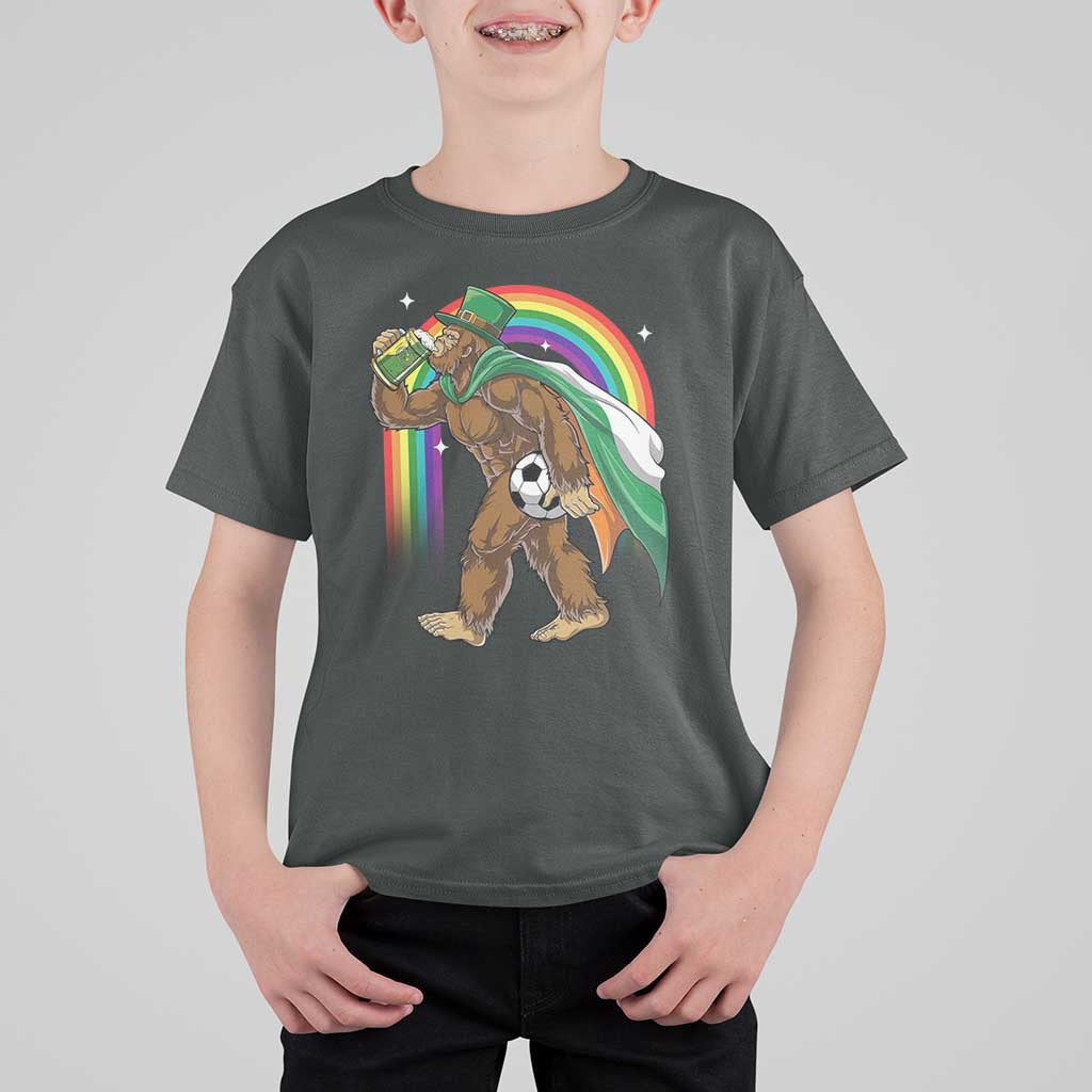 Funny Bigfoot Drinking Beer T Shirt For Kid St Patricks Day Soccer Lover
