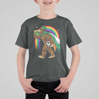Funny Bigfoot Drinking Beer T Shirt For Kid St Patricks Day Soccer Lover