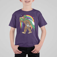 Funny Bigfoot Drinking Beer T Shirt For Kid St Patricks Day Soccer Lover