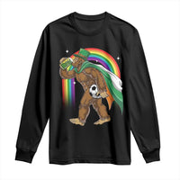 Funny Bigfoot Drinking Beer Long Sleeve Shirt St Patricks Day Soccer Lover