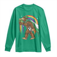 Funny Bigfoot Drinking Beer Long Sleeve Shirt St Patricks Day Soccer Lover