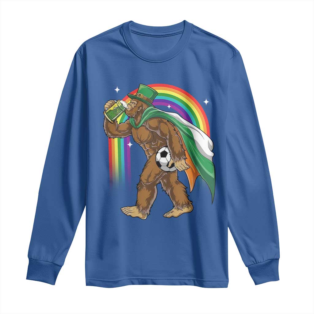 Funny Bigfoot Drinking Beer Long Sleeve Shirt St Patricks Day Soccer Lover
