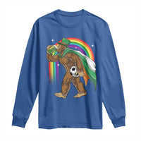 Funny Bigfoot Drinking Beer Long Sleeve Shirt St Patricks Day Soccer Lover
