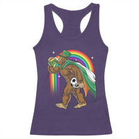 Funny Bigfoot Drinking Beer Racerback Tank Top St Patricks Day Soccer Lover