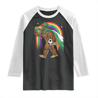 Funny Bigfoot Drinking Beer Raglan Shirt St Patricks Day Soccer Lover