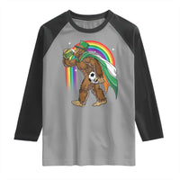 Funny Bigfoot Drinking Beer Raglan Shirt St Patricks Day Soccer Lover