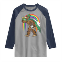 Funny Bigfoot Drinking Beer Raglan Shirt St Patricks Day Soccer Lover