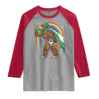 Funny Bigfoot Drinking Beer Raglan Shirt St Patricks Day Soccer Lover