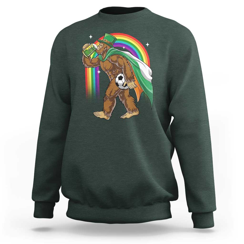 Funny Bigfoot Drinking Beer Sweatshirt St Patricks Day Soccer Lover