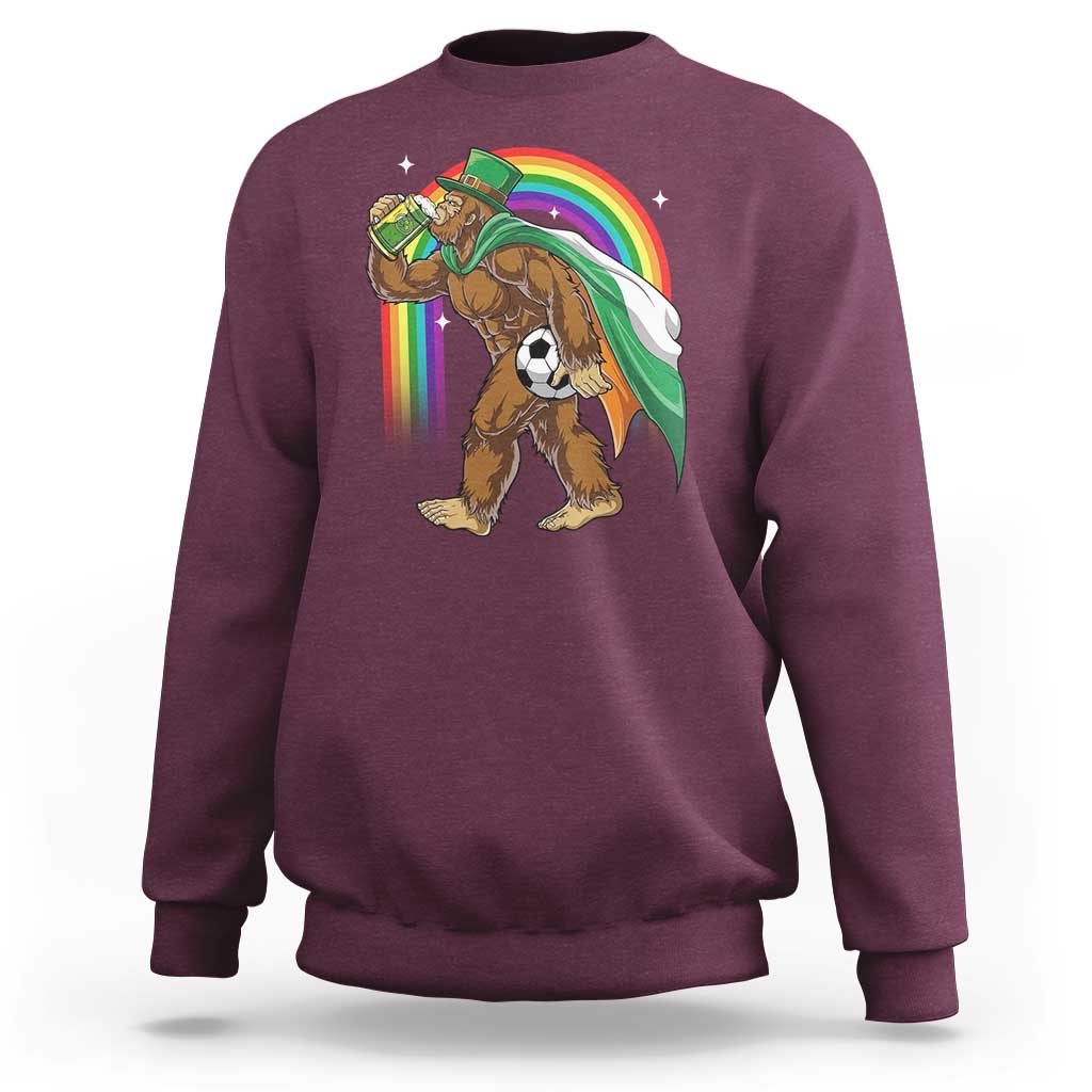 Funny Bigfoot Drinking Beer Sweatshirt St Patricks Day Soccer Lover