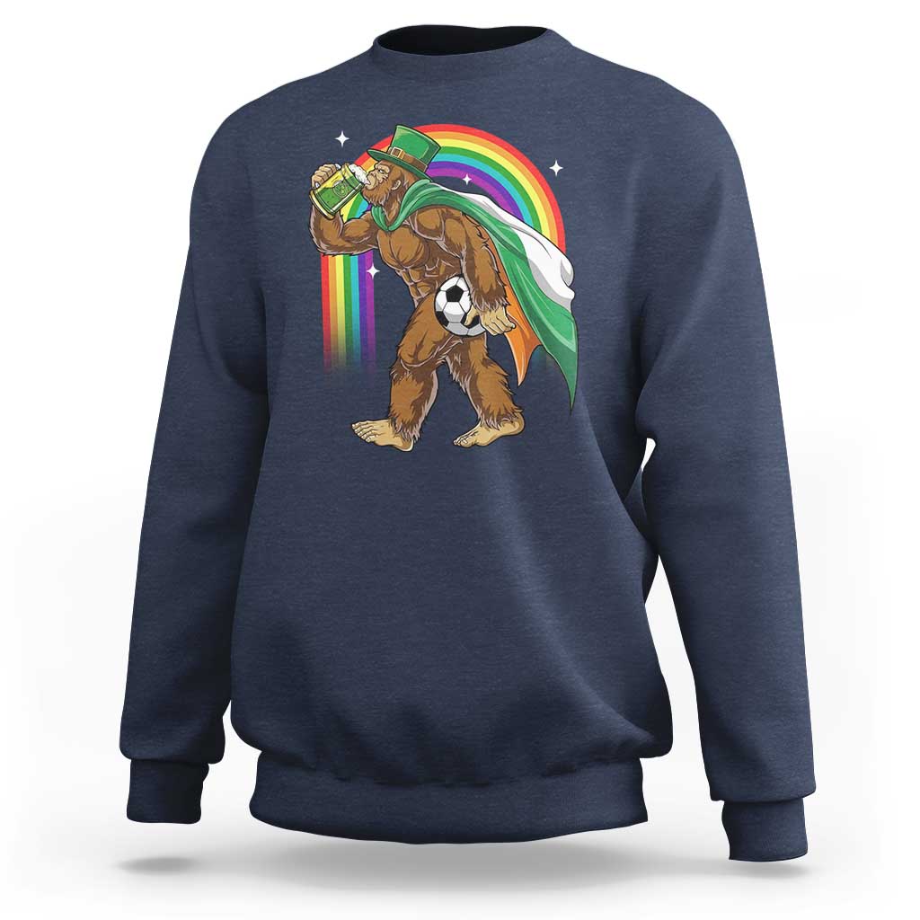 Funny Bigfoot Drinking Beer Sweatshirt St Patricks Day Soccer Lover
