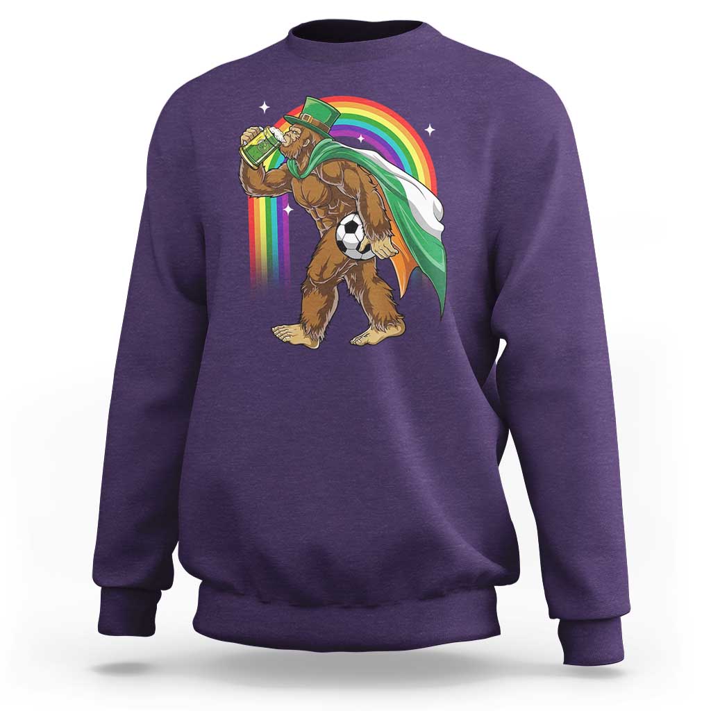 Funny Bigfoot Drinking Beer Sweatshirt St Patricks Day Soccer Lover