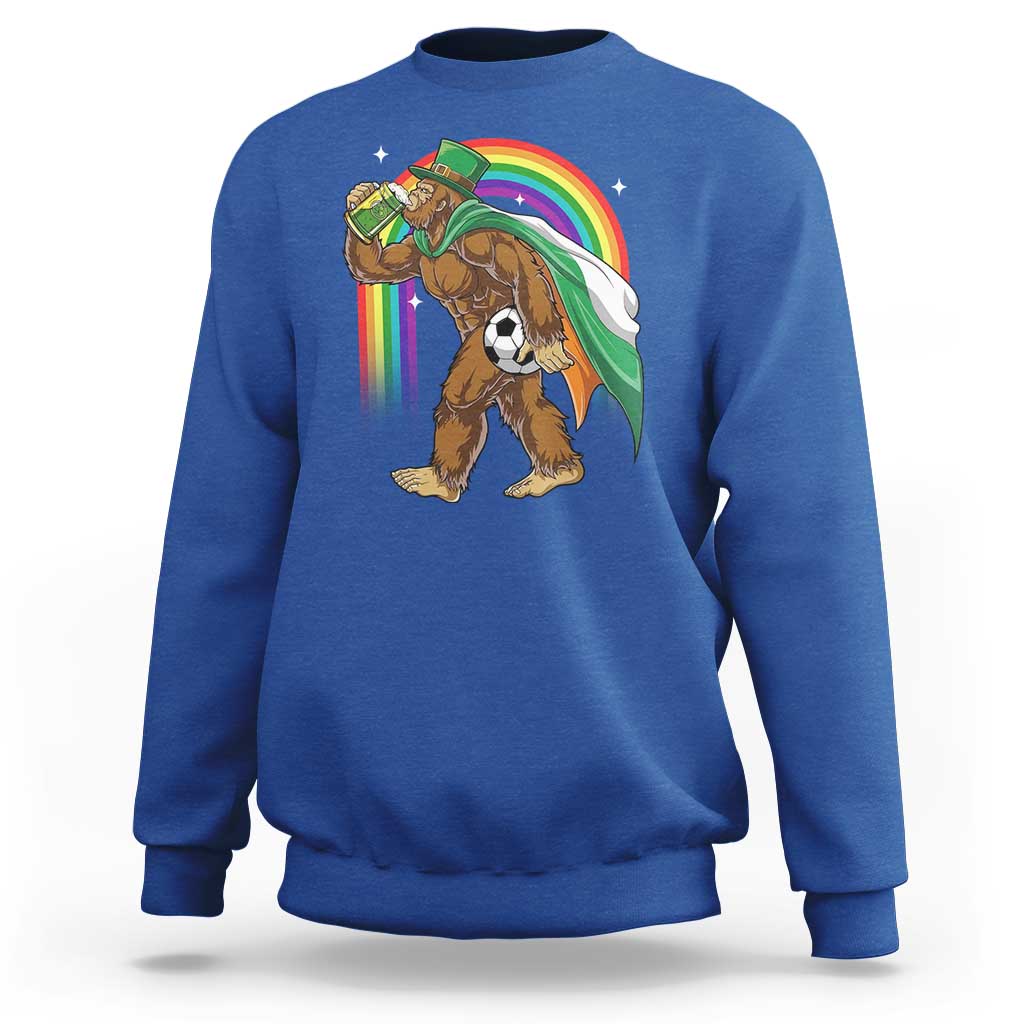 Funny Bigfoot Drinking Beer Sweatshirt St Patricks Day Soccer Lover