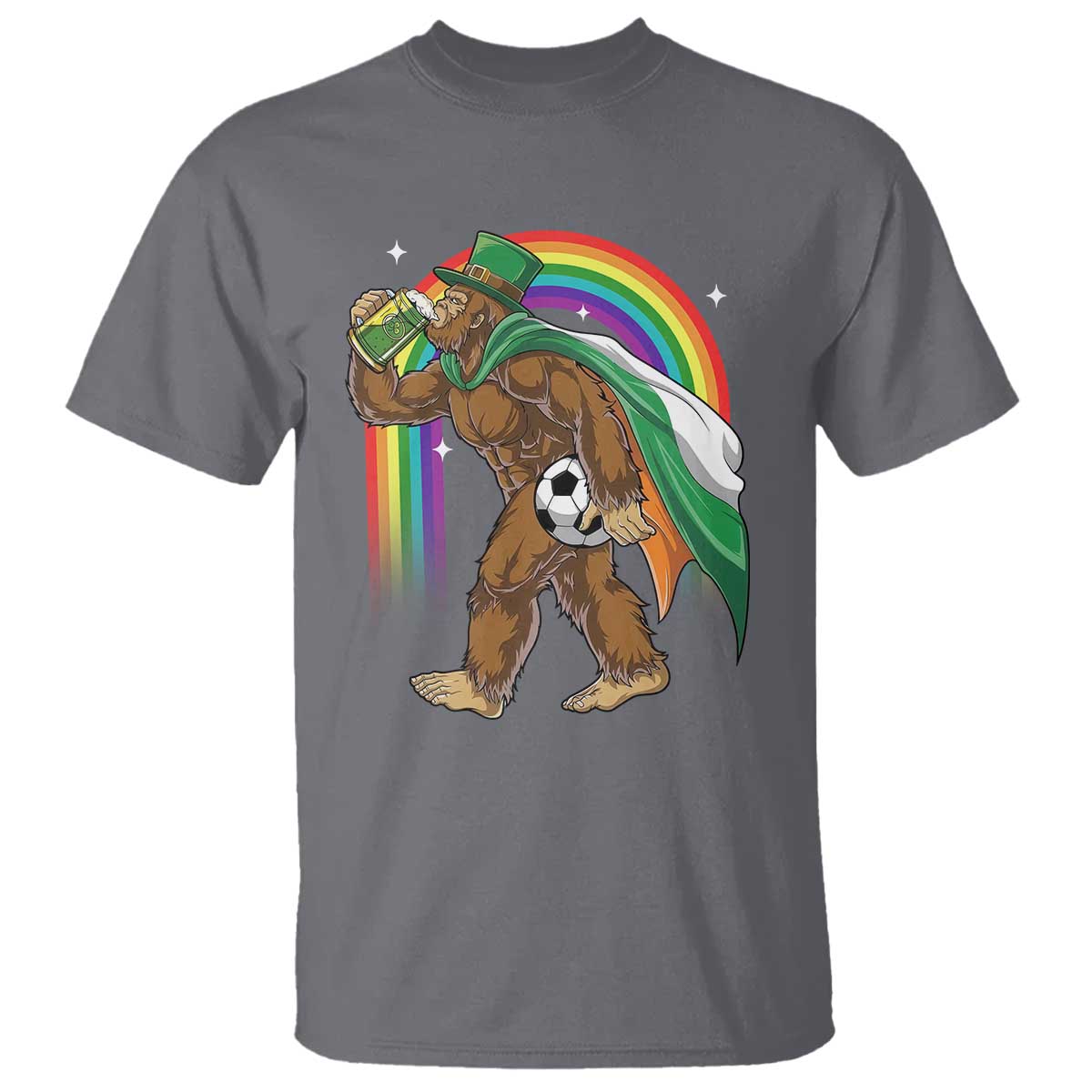 Funny Bigfoot Drinking Beer T Shirt St Patricks Day Soccer Lover