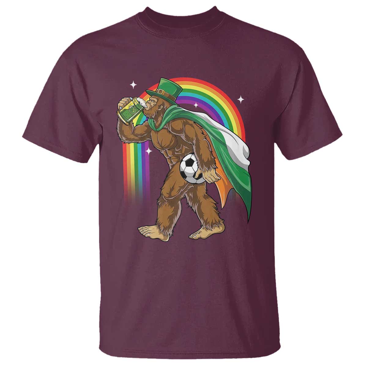 Funny Bigfoot Drinking Beer T Shirt St Patricks Day Soccer Lover