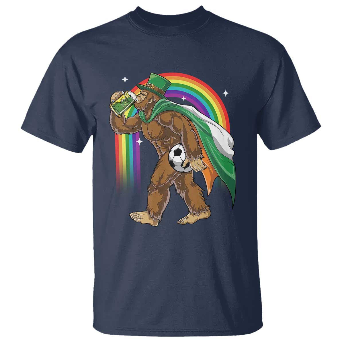 Funny Bigfoot Drinking Beer T Shirt St Patricks Day Soccer Lover