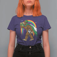 Funny Bigfoot Drinking Beer T Shirt For Women St Patricks Day Soccer Lover