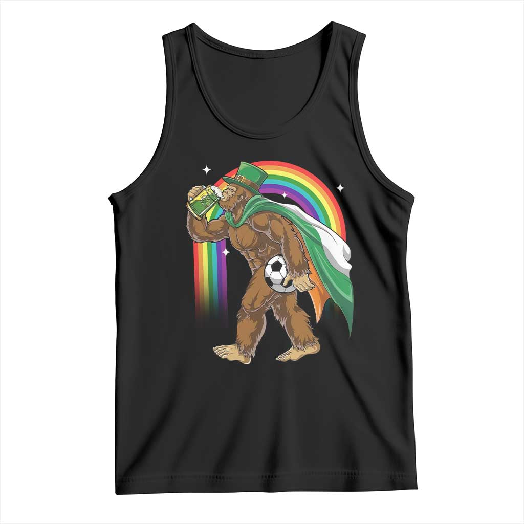 Funny Bigfoot Drinking Beer Tank Top St Patricks Day Soccer Lover