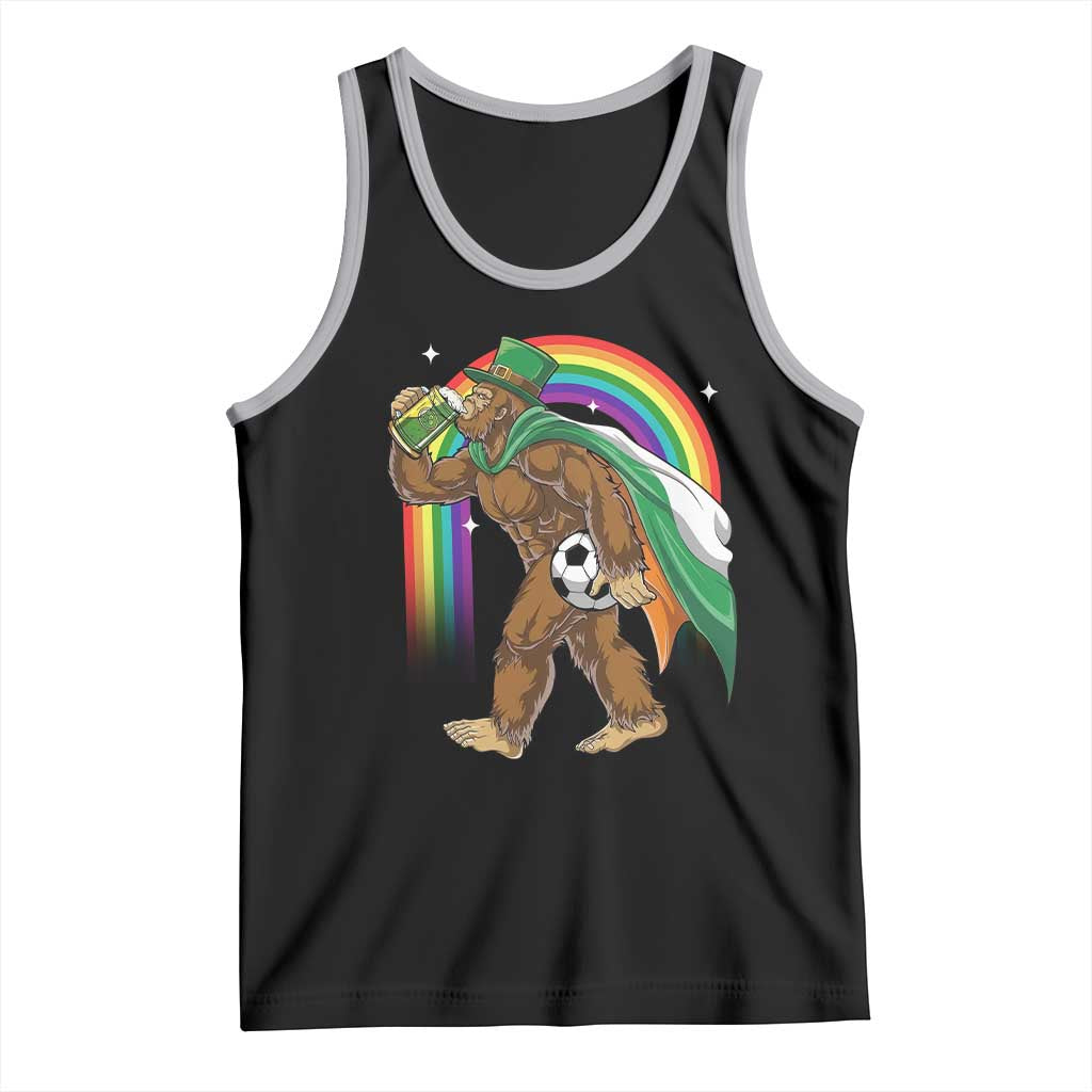 Funny Bigfoot Drinking Beer Tank Top St Patricks Day Soccer Lover