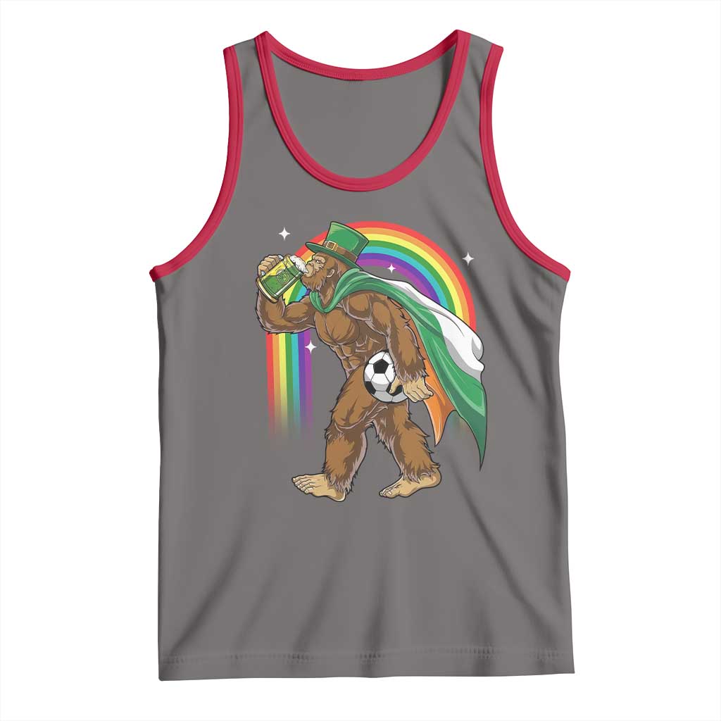 Funny Bigfoot Drinking Beer Tank Top St Patricks Day Soccer Lover