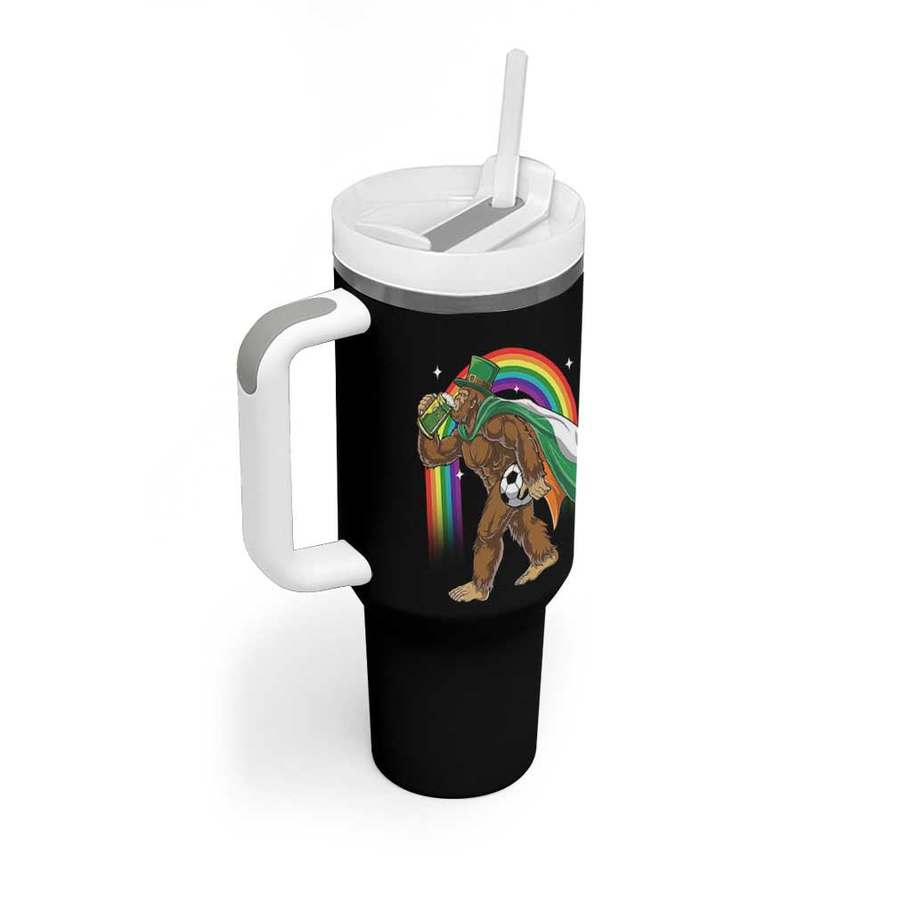 Funny Bigfoot Drinking Beer Tumbler With Handle St Patricks Day Soccer Lover