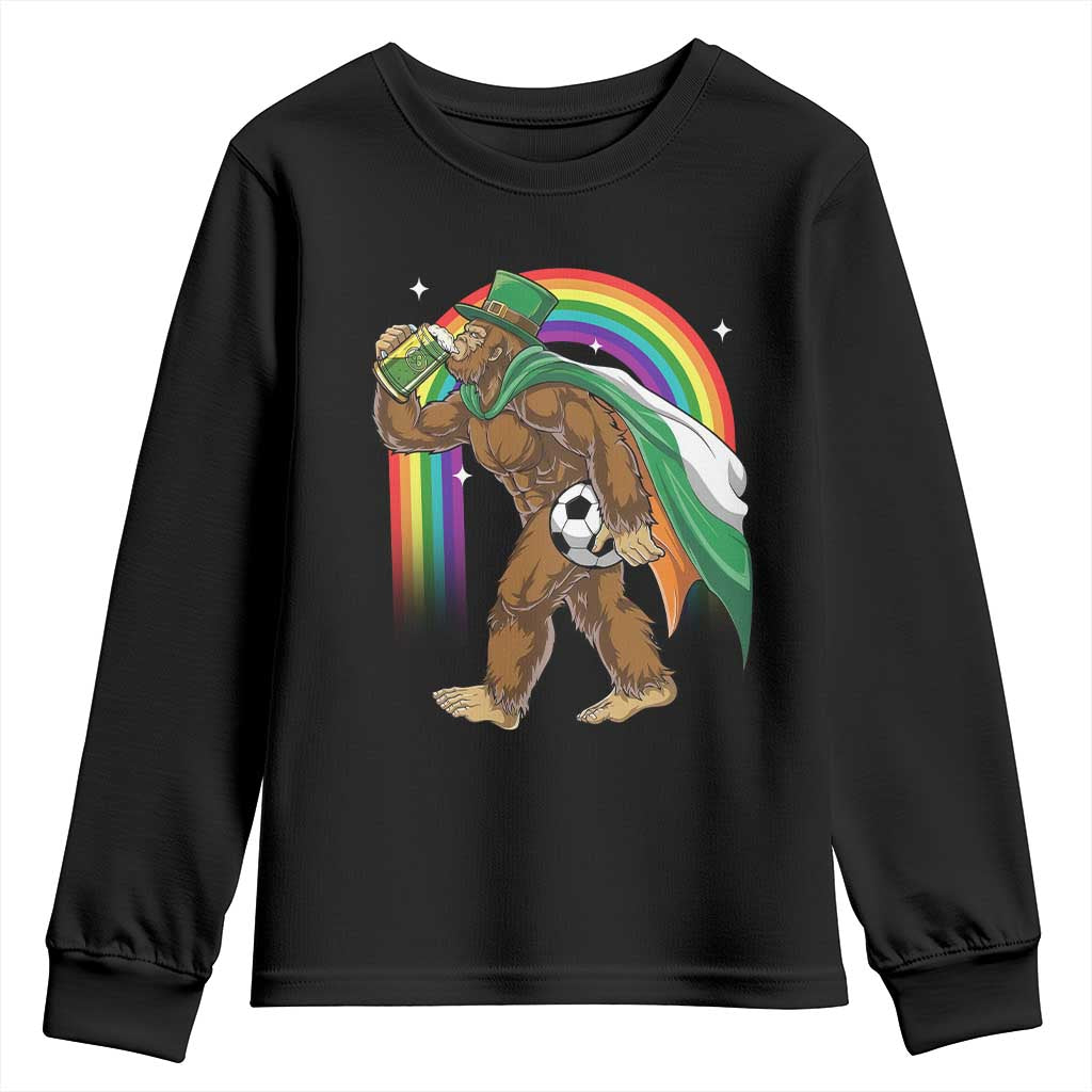 Funny Bigfoot Drinking Beer Youth Sweatshirt St Patricks Day Soccer Lover