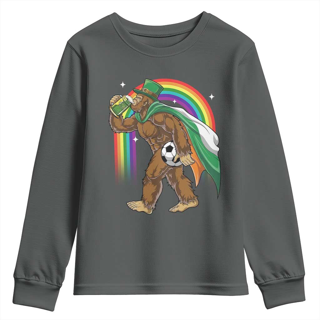 Funny Bigfoot Drinking Beer Youth Sweatshirt St Patricks Day Soccer Lover