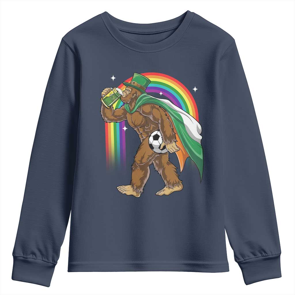Funny Bigfoot Drinking Beer Youth Sweatshirt St Patricks Day Soccer Lover