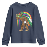 Funny Bigfoot Drinking Beer Youth Sweatshirt St Patricks Day Soccer Lover