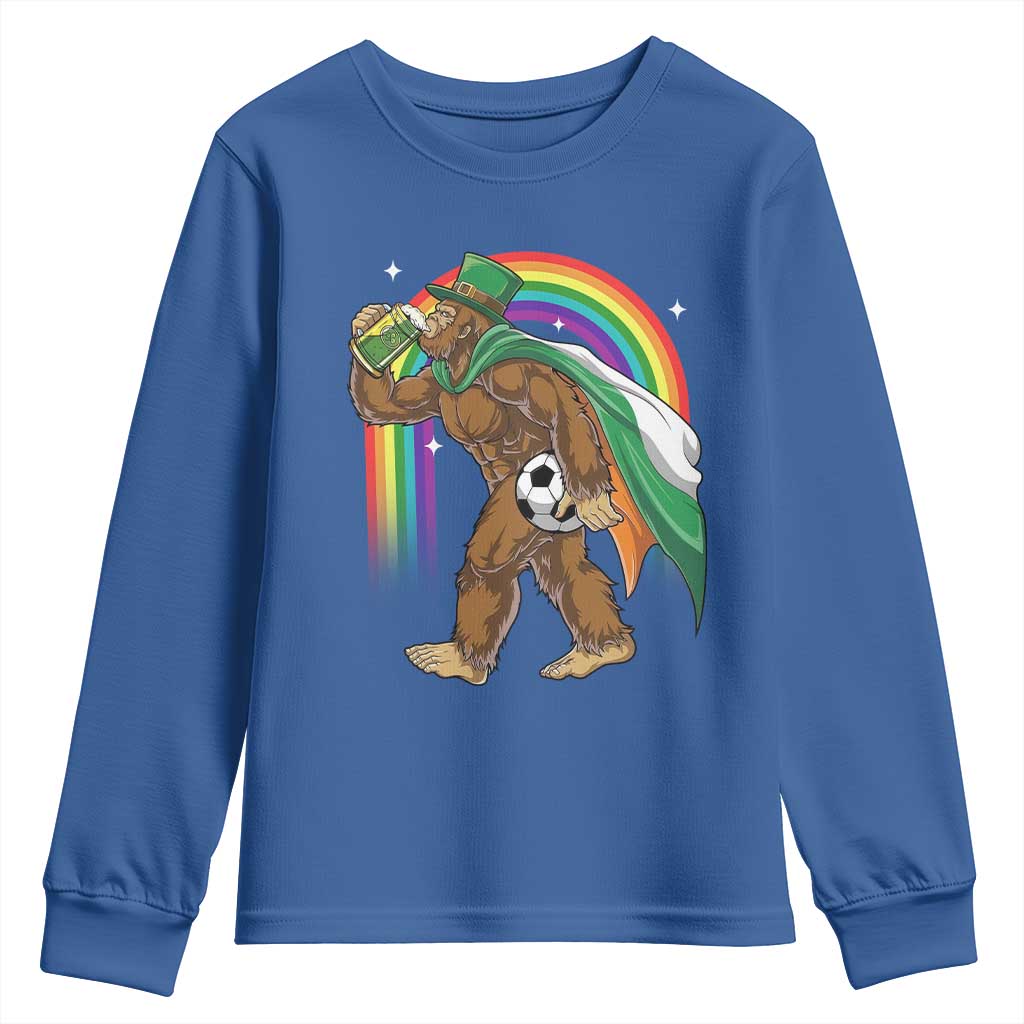 Funny Bigfoot Drinking Beer Youth Sweatshirt St Patricks Day Soccer Lover