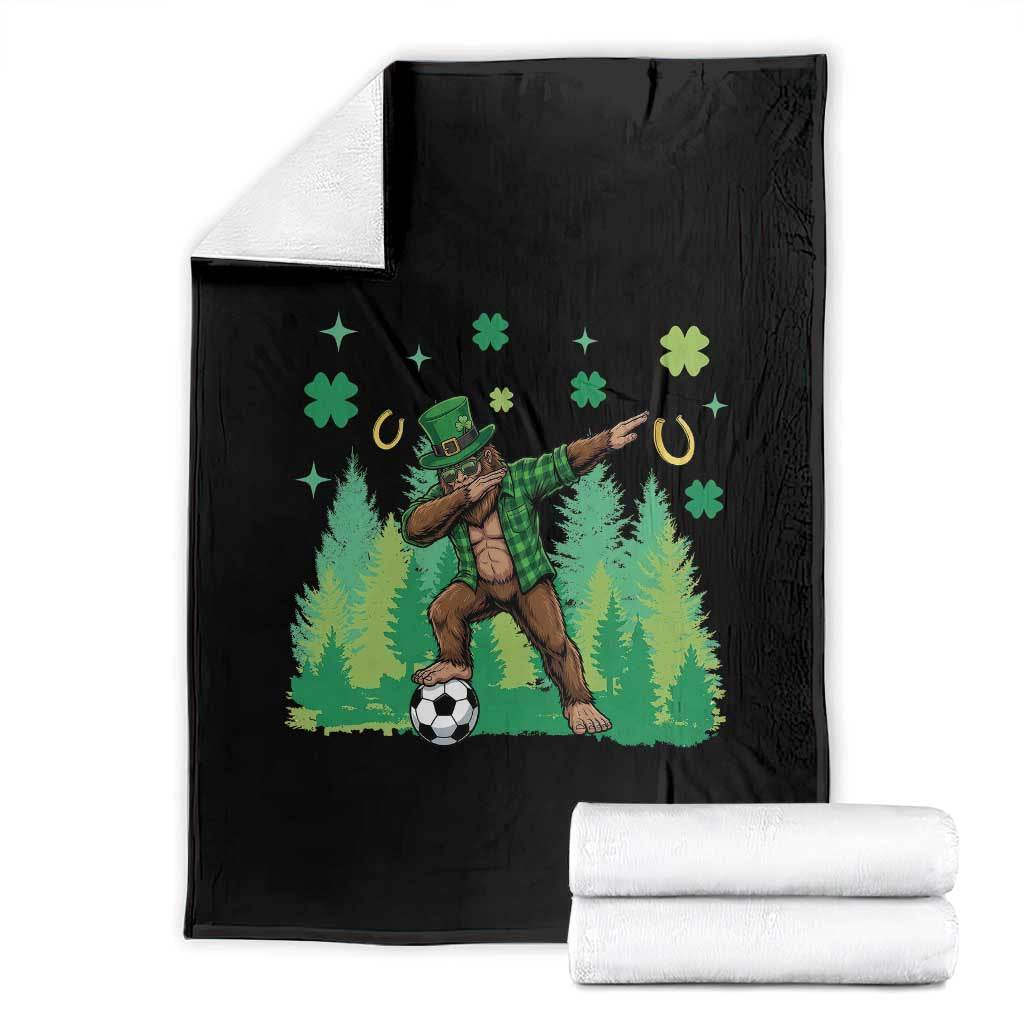 Lucky Sasquatch Soccer Player Throw Blanket Funny St Patricks Day Gift