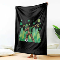 Lucky Sasquatch Soccer Player Throw Blanket Funny St Patricks Day Gift