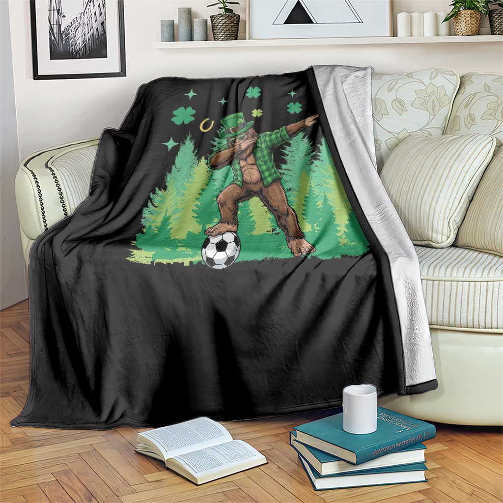 Lucky Sasquatch Soccer Player Throw Blanket Funny St Patricks Day Gift