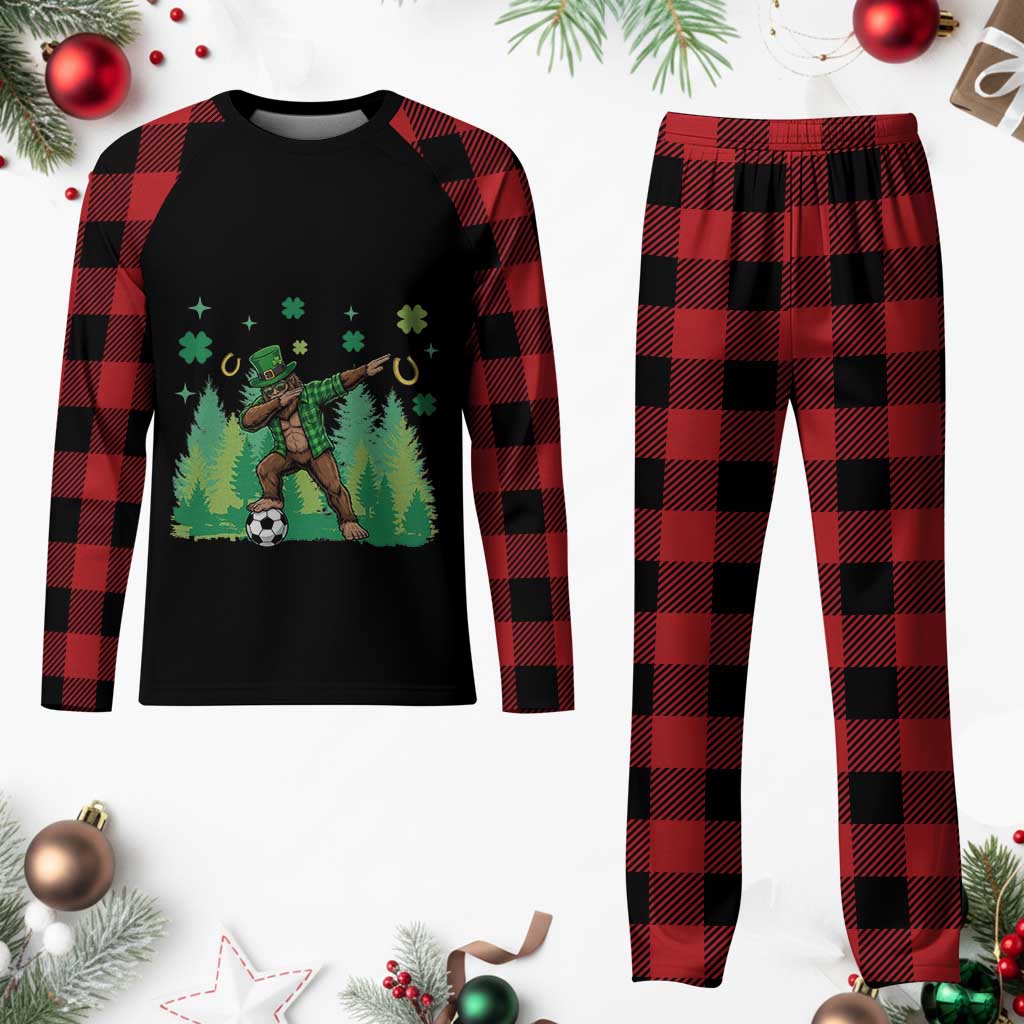 Lucky Sasquatch Soccer Player Plaid Pajama Set Funny St Patricks Day Gift