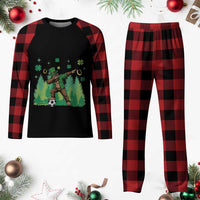 Lucky Sasquatch Soccer Player Plaid Pajama Set Funny St Patricks Day Gift