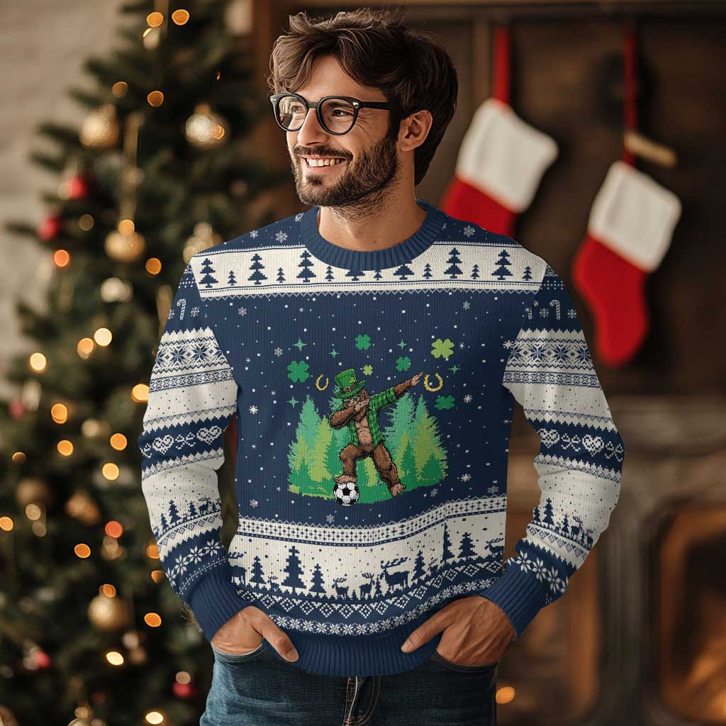 Lucky Sasquatch Soccer Player Ugly Christmas Sweater Funny St Patricks Day Gift