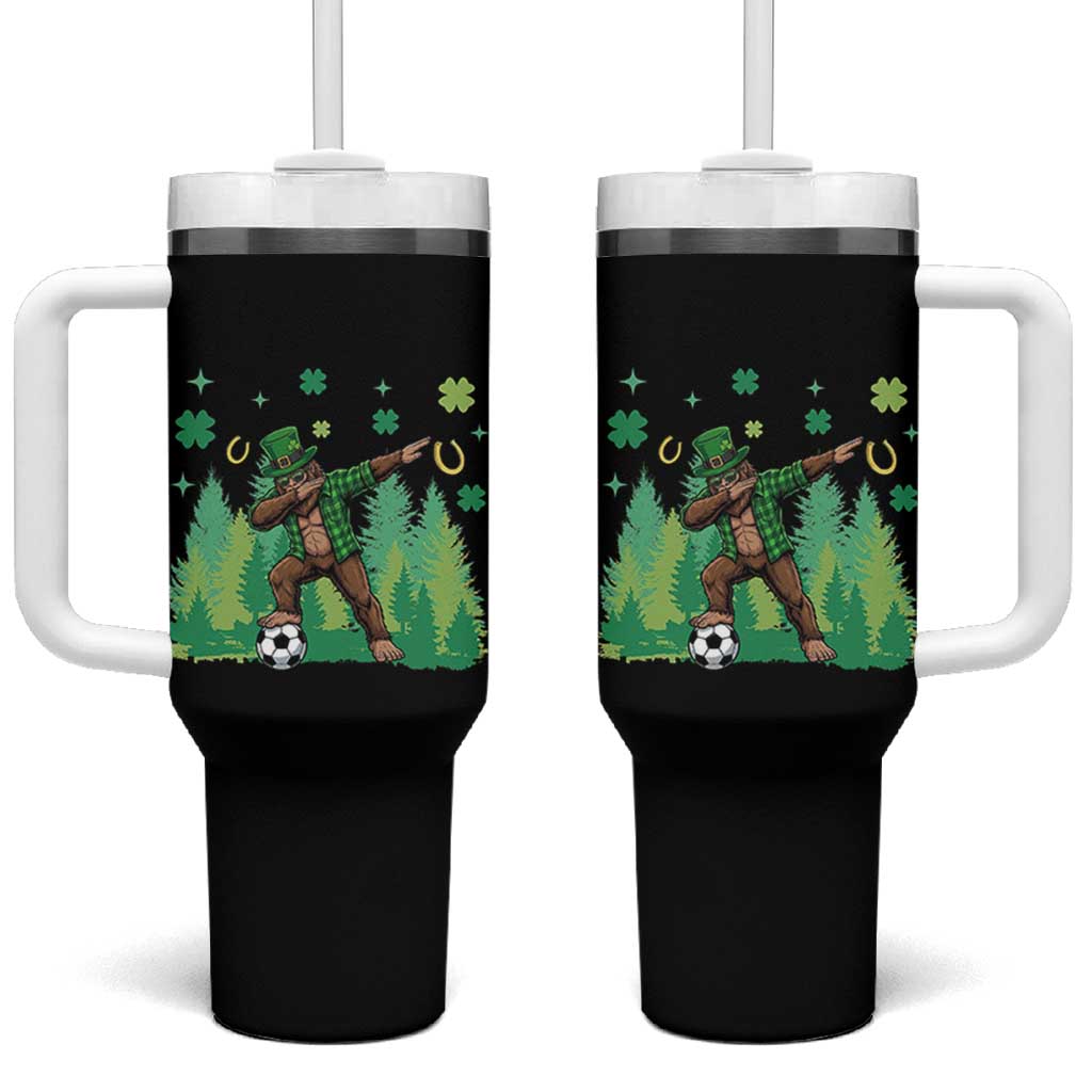 Lucky Sasquatch Soccer Player Tumbler With Handle Funny St Patricks Day Gift
