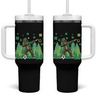 Lucky Sasquatch Soccer Player Tumbler With Handle Funny St Patricks Day Gift