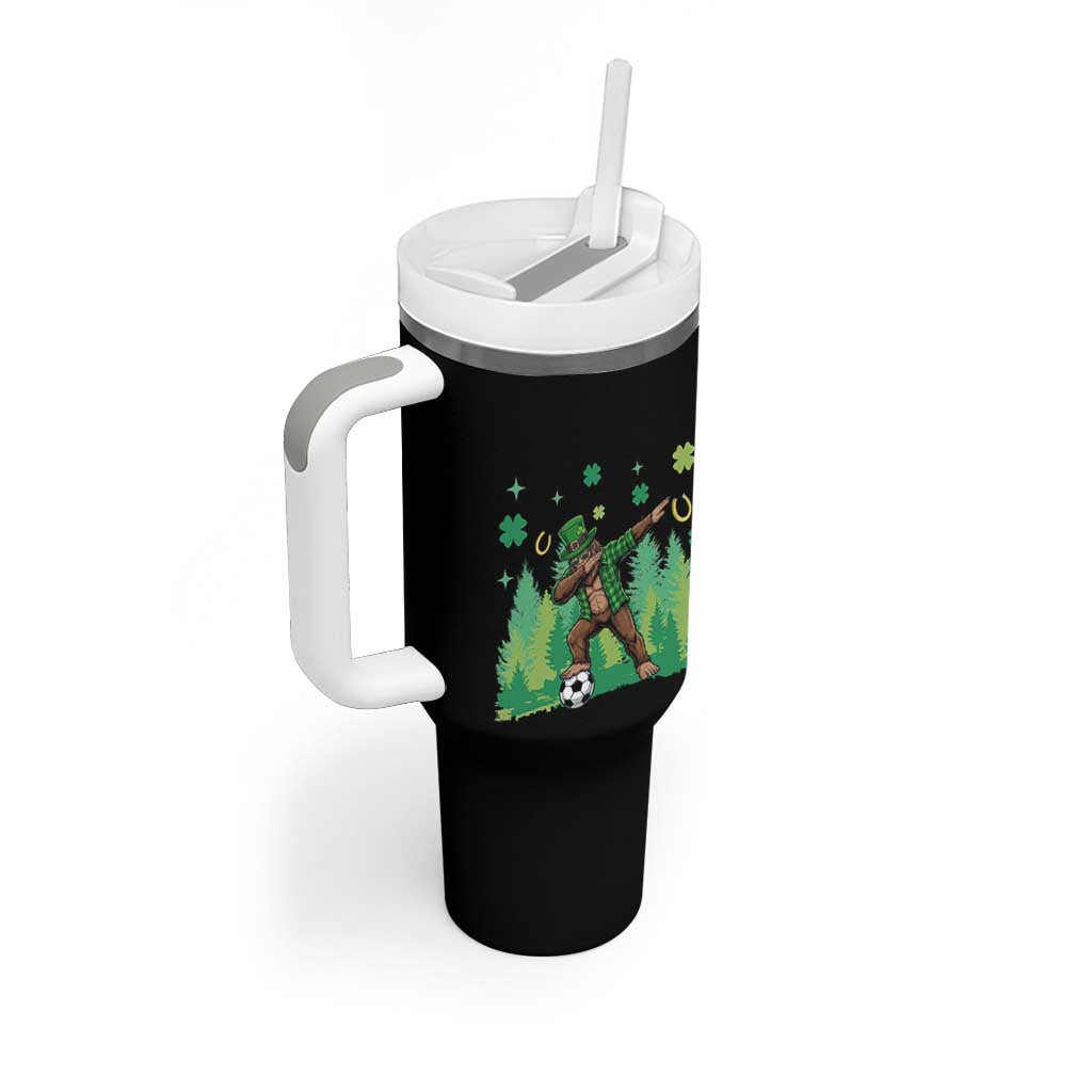 Lucky Sasquatch Soccer Player Tumbler With Handle Funny St Patricks Day Gift