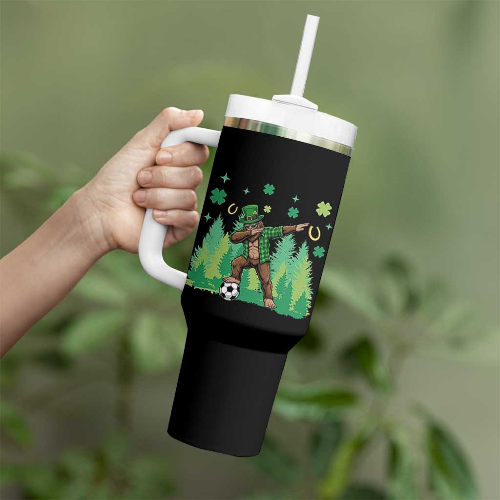 Lucky Sasquatch Soccer Player Tumbler With Handle Funny St Patricks Day Gift